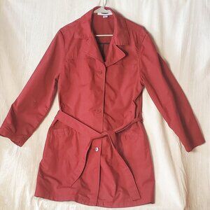 Red Canvas Woman's XL Over Coat Jacket Brand Old Navy Mid Length Button Up